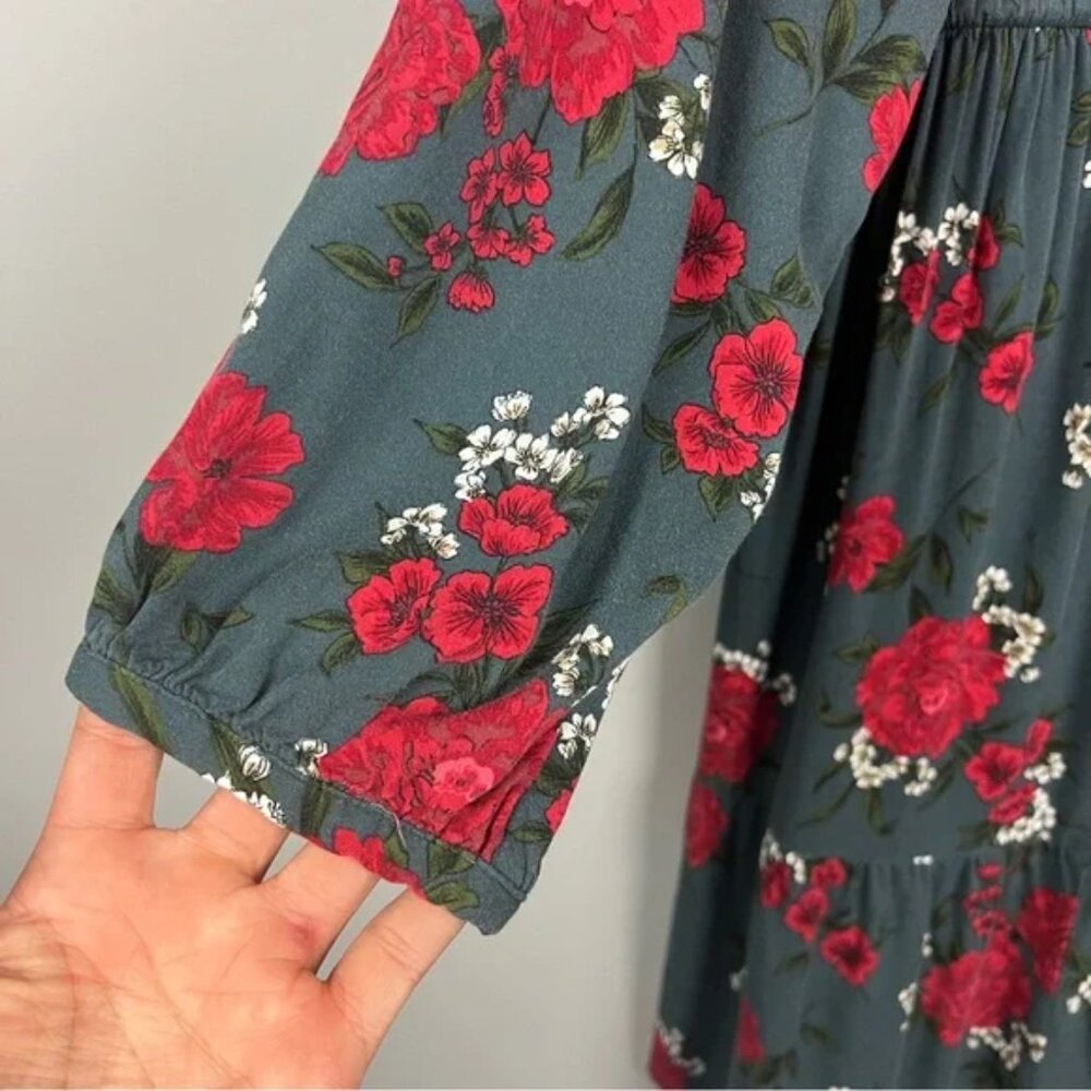 Torrid Florla Mini Challis Skater Dress Slate Gray Red Size 3X - Picture 5 of 12